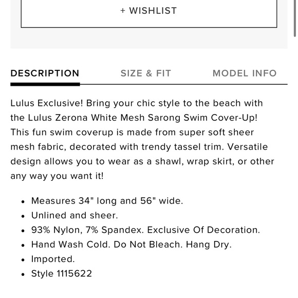 Lulu’s Zerona White Mesh Sarong - Picture 5 of 7